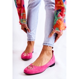 Naisten mokkanahkaiset ballerinat Nicole-koristeella 2746 fuksia vaaleanpunainen 1