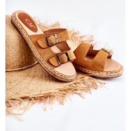 PG1 Klassiset mokkanahkaiset naisten tossut Camel Casilda ruskea 1