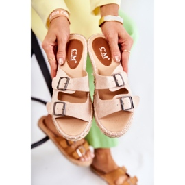 Klassiset mokkanahkaiset naisten tossut beige Casilda 2