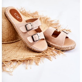 Klassiset mokkanahkaiset naisten tossut beige Casilda 1