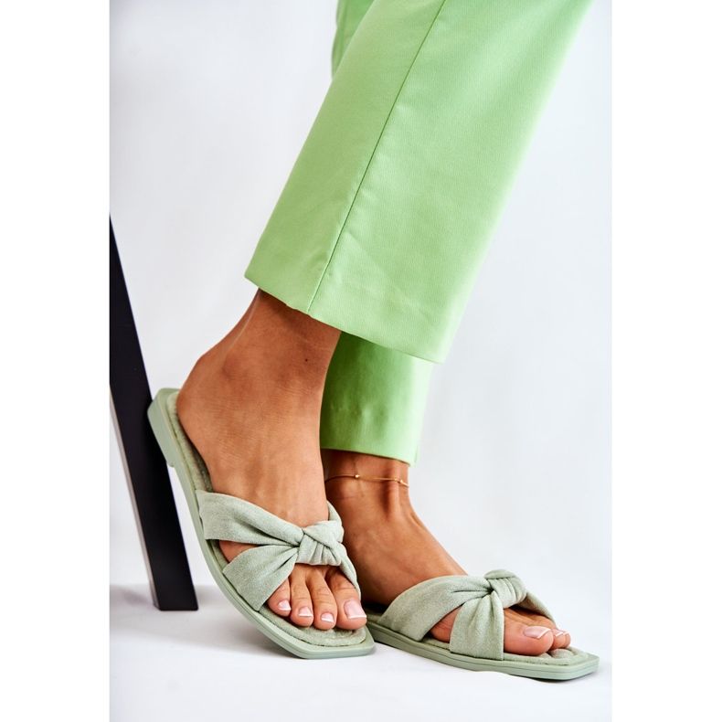 Naisten muodikkaat mokkanahkan vihreät Lorrie-tossut 1