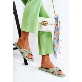 Naisten muodikkaat mokkanahkan vihreät Lorrie-tossut 2