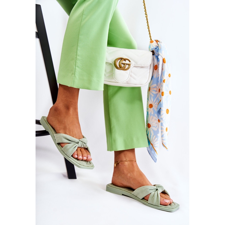 Naisten muodikkaat mokkanahkan vihreät Lorrie-tossut 2