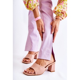 PG1 Nahkaiset klassiset tossut korkokengillä Nude Talena vaaleanpunainen 1