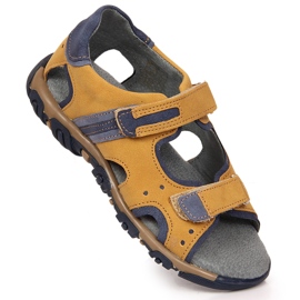 Poikien sandaalit tarranauhalla kameli Kornecki 6188 keltainen 1