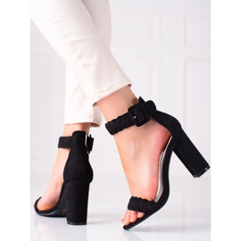 SHELOVET Mokkanahkaiset sandaalit baarissa musta 2