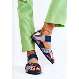 Nahkasandaalit, joissa uurrettu Maciejka 03375 Sininen 2