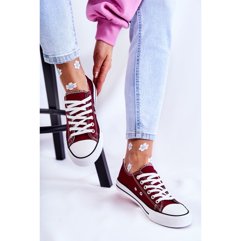 Naisten klassiset tennarit, sidottu viininpunainen, ole minun 2