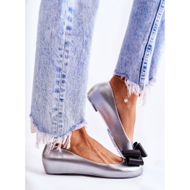 PH1 Naisten kumiballerinat, joissa on rusetti, hopea kukka 1