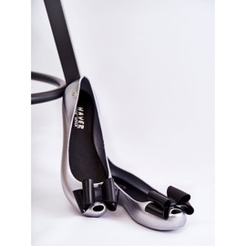 PH1 Naisten kumiballerinat, joissa on rusetti, hopea kukka 2