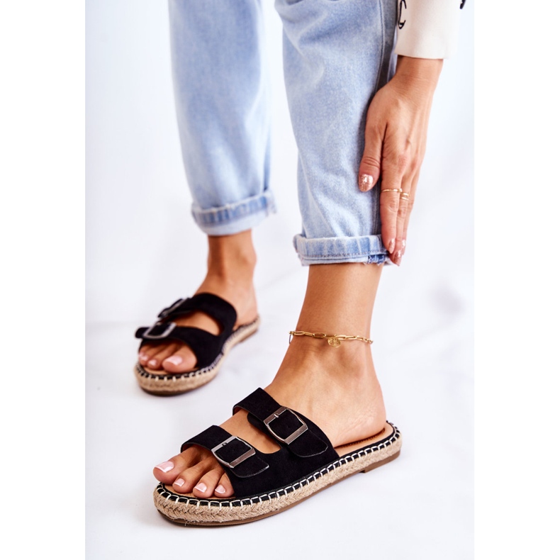 PG1 Klassiset mokkanahkaiset naisten tossut, musta Casilda 1