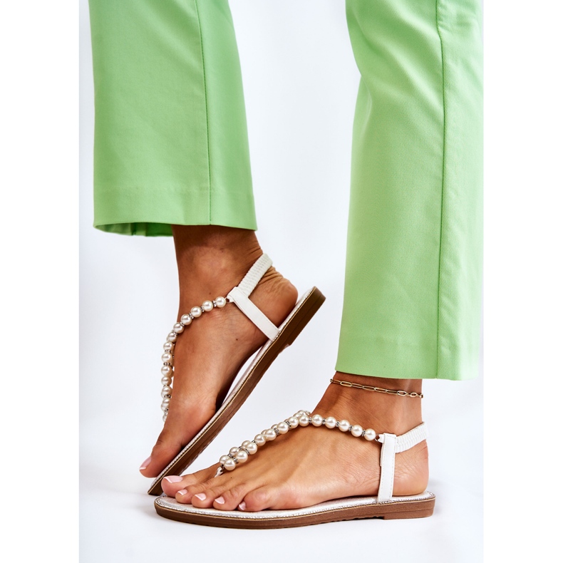 PG1 Muodikkaat sandaalit Varvastossut helmillä White Isalia valkoinen 2