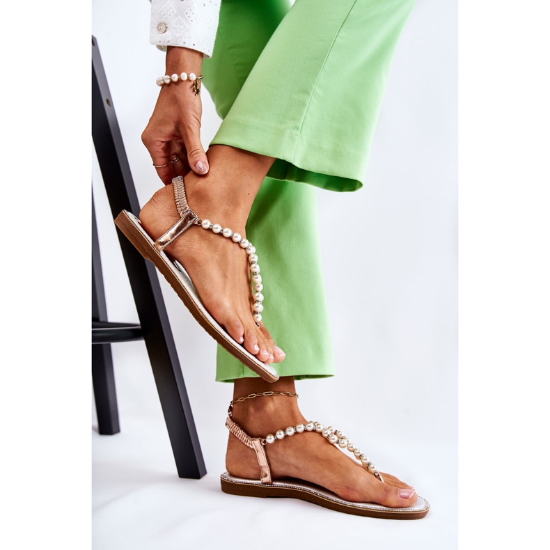 PG1 Muodikkaat sandaalit Varvastossut helmillä Rose Gold Isalia vaaleanpunainen kultainen 1