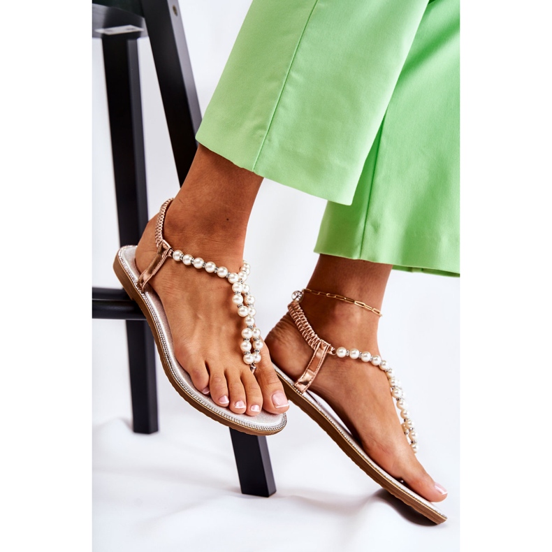 PG1 Muodikkaat sandaalit Varvastossut helmillä Rose Gold Isalia vaaleanpunainen kultainen 2