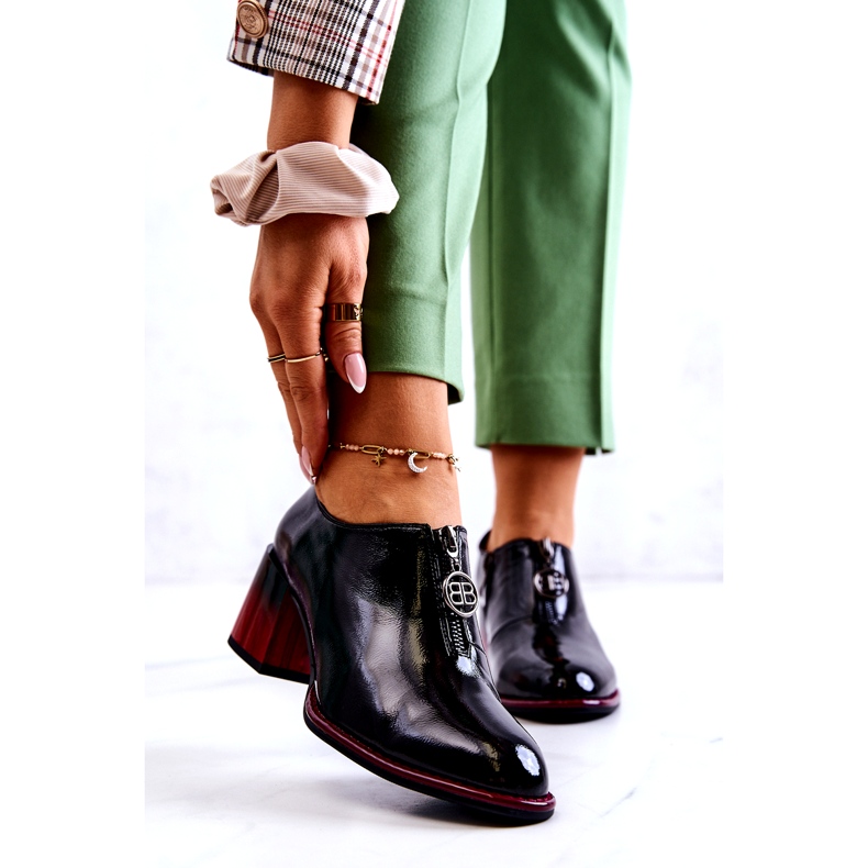 S.Barski Lakatut muodikkaat kengät mustalla ja punaisella Lorena-pylväällä punainen 1