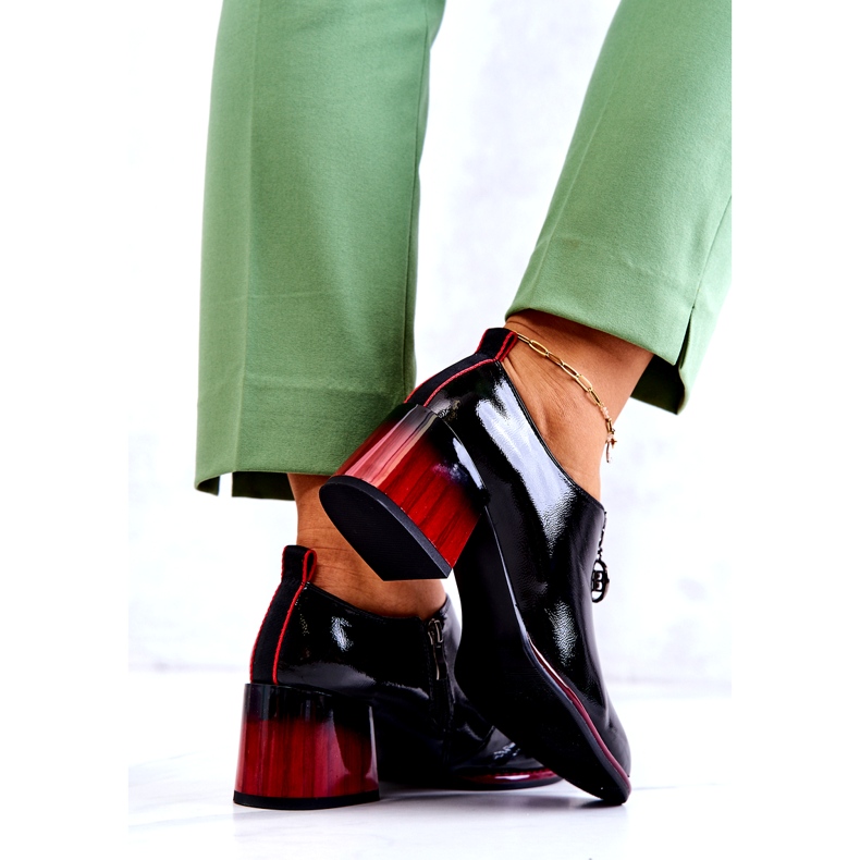 S.Barski Lakatut muodikkaat kengät mustalla ja punaisella Lorena-pylväällä punainen 4