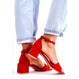 PS1 Naisten mokkanahkaiset sandaalit korkokenkiin, punainen Luciana 4