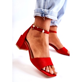 PS1 Naisten mokkanahkaiset sandaalit korkokenkiin, punainen Luciana 3