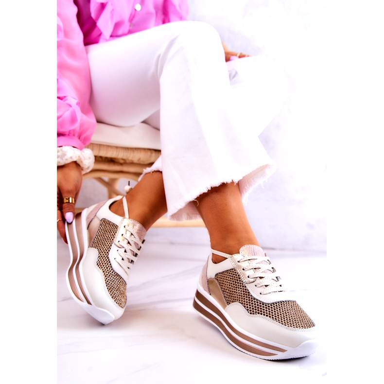 S.Barski Naisten urheilukengät tennarit, valkoiset ja kultaiset Bourne valkoinen kultainen 2