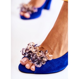 PA2 Muodikkaat mokkanahkapumput sandaalit, joissa on kristalleja laivastonsininen Nolissa tummansininen 2