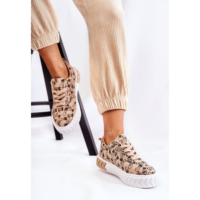 PS1 Naisten tennarit Urheilukengät W-printti beige etupuoli 1