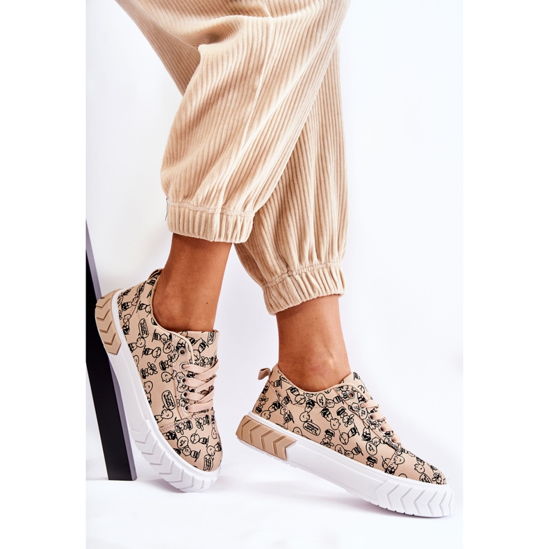 PS1 Naisten tennarit Urheilukengät W-printti beige etupuoli 2