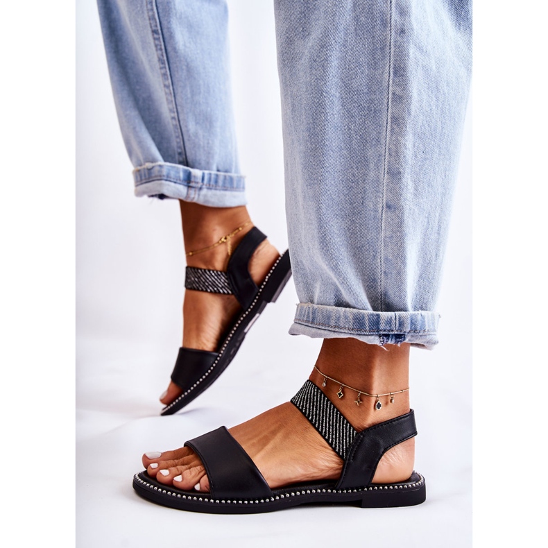 PE1 Naisten klassiset sandaalit tasakorkoisella mustalla Catis 2