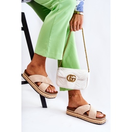 PG1 Naisten mokkanahkaiset tossut beigellä Jossie-tasolla 2