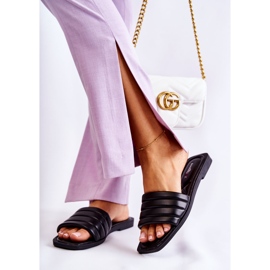 PG1 Naisten mustat nahkatossut ja tikkaus Raula 2