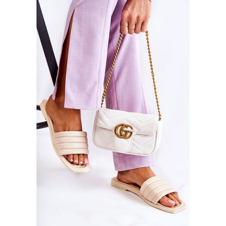 PG1 Naisten nahkaiset tossut, joissa tikkaus beige Raula 2