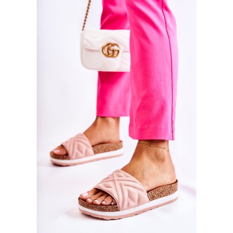 PG1 Naisten mokkanahkaiset tossut massiivisella vaaleanpunaisella Heritta-tasolla vaaleanpunainen 1