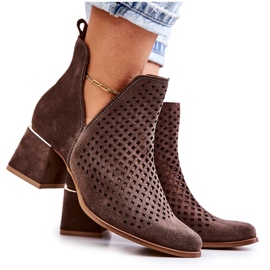 Suede Openwork Boots Lewski Shoes 3165 maaveluuri ruskea 2