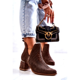 Suede Openwork Boots Lewski Shoes 3165 maaveluuri ruskea 1