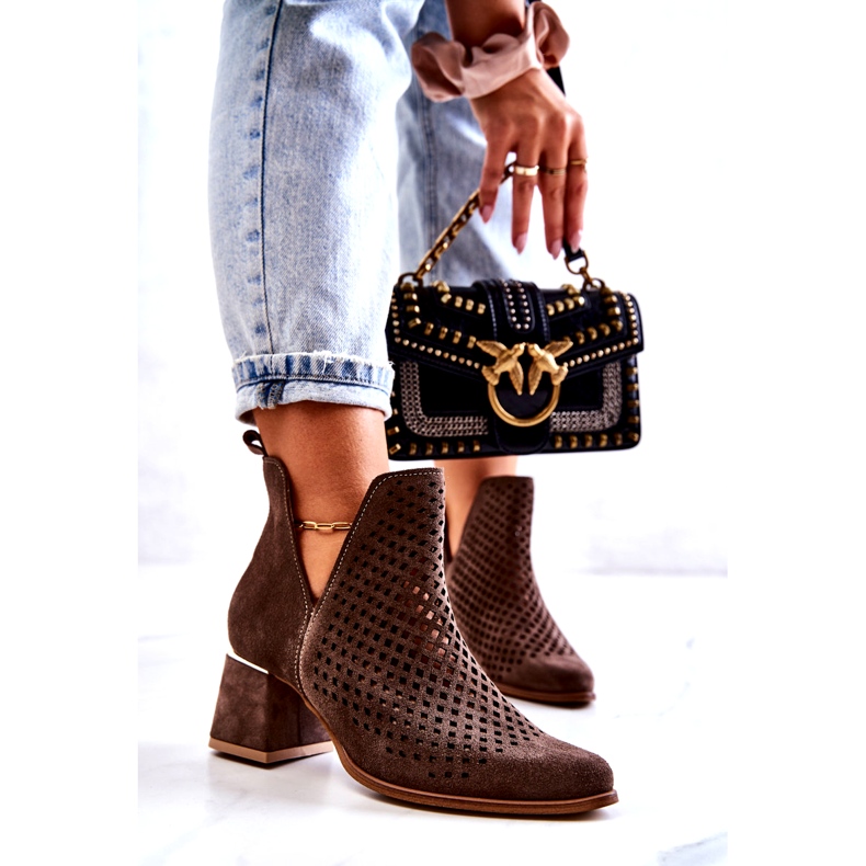 Suede Openwork Boots Lewski Shoes 3165 maaveluuri ruskea 1