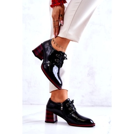 S.Barski Lakatut matalat kengät vetoketjulla musta punainen 2