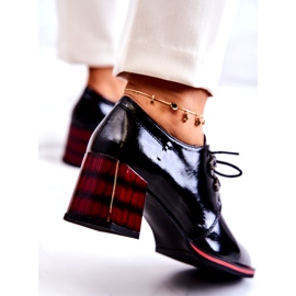 S.Barski Lakatut matalat kengät vetoketjulla musta punainen 3