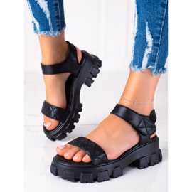 SHELOVET Velcro -sandaalit musta 1