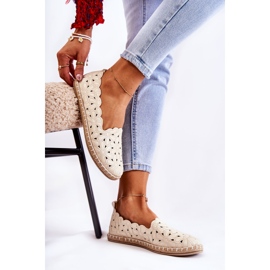 Naisten slip-On ballerinat beigeillä kukilla 2