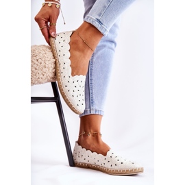 Naisten slip-on ballerinat valkoisilla kukilla valkoinen 2