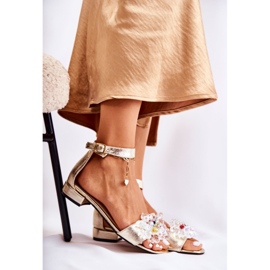 PA2 Naisten Nahkasandaalit Tasakorkoisella Kultainen Morlee 1