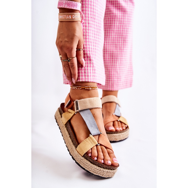 FB1 Naisten sandaalit kesälle beige-keltainen Galia ruskea oranssi 1