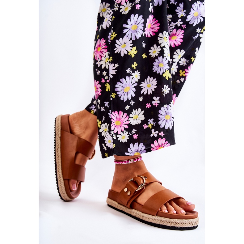 FB1 Muodikkaat naisten beigenväriset Penelope-tossut ruskea 2