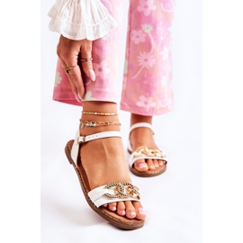 S.Barski Naisten sandaalit tasakorkoisilla ketjulla, valkoinen Minevra 2