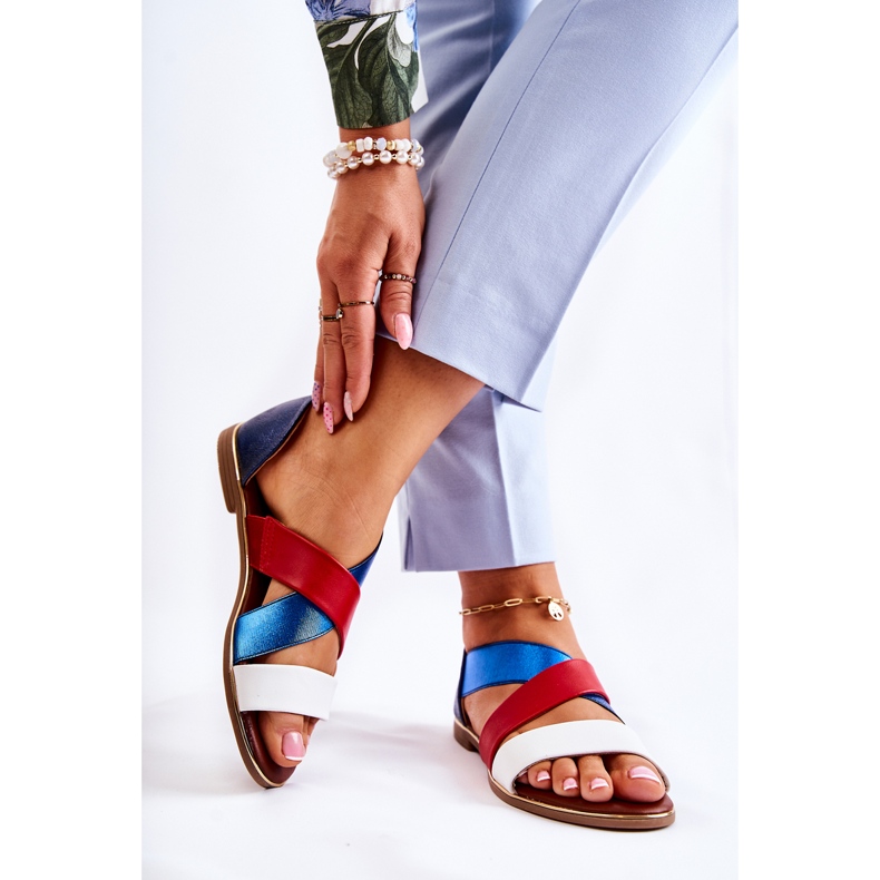 PE1 Nahkasandaalit uurretulla Apulian sinisellä valkoinen punainen laivastonsininen sininen 2