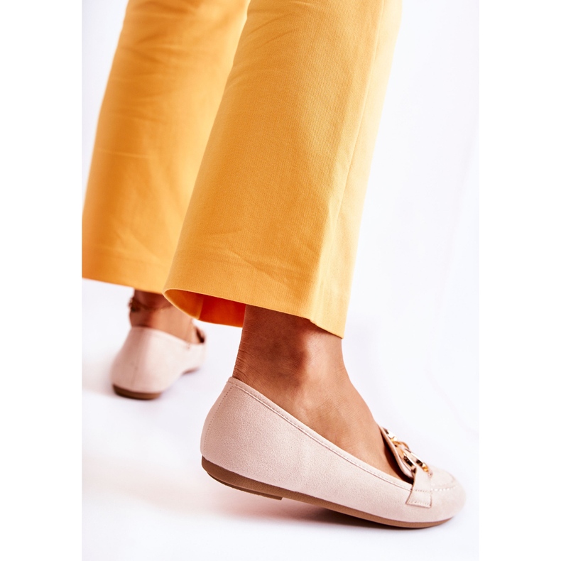 Naisten mokkanahkahousut beigenvärisellä Reality-koristeella 2