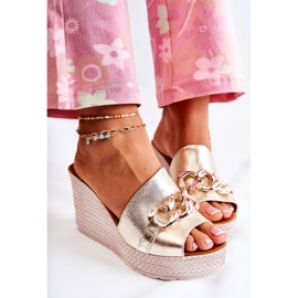 Lewski Shoes Nahkaiset kiilatossut Lewski 3062 kultainen 1