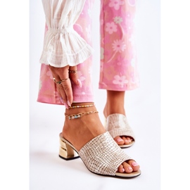 PA2 Naisten nahkatossut Crocodile On Heel Beige Perry 1