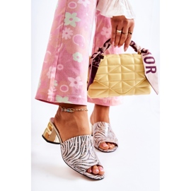 PA2 Naisten nahkaiset tossut Zebra On Heel Pink-White Perry valkoinen musta vaaleanpunainen 1