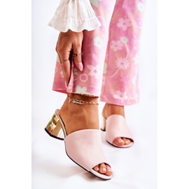 PA2 Naisten nahkaiset tossut korkeakorkoisissa Pink Perry -kengissä vaaleanpunainen 2