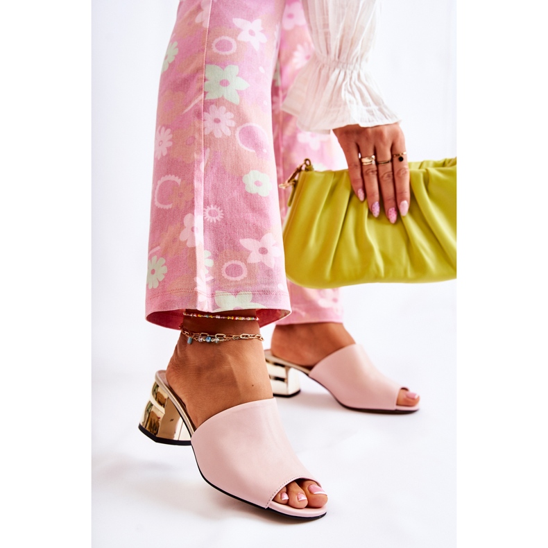 PA2 Naisten nahkaiset tossut korkeakorkoisissa Pink Perry -kengissä vaaleanpunainen 1